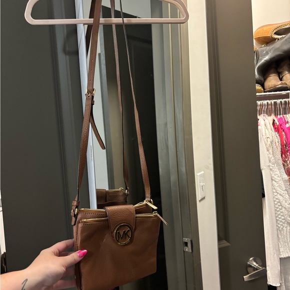Michael Kors Brown Pebbled Leather Crossbody Bag - Picture 4 of 4